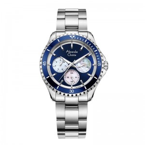 Alexandre Christie AC 2A54 Silver Blue BFBSSBU Ceramic Ring